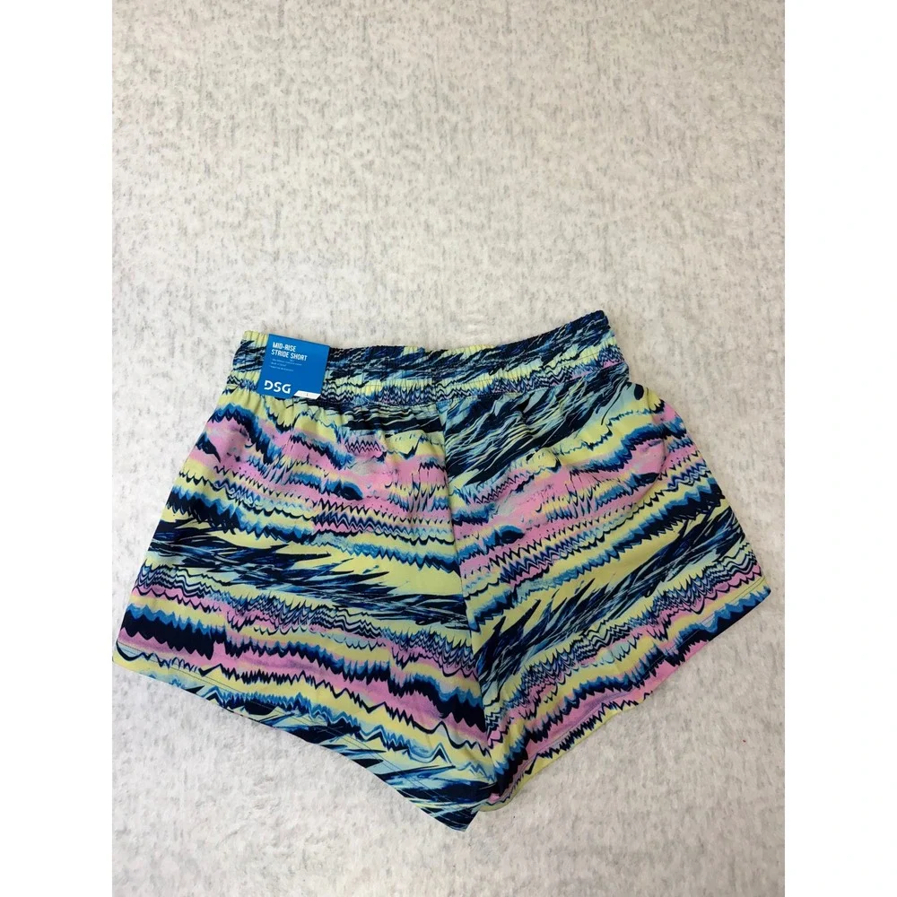 DSG‎ Girls Mid-Rise Stride Shorts Graffiti Vibrations Multi Blue Pink Yellow L